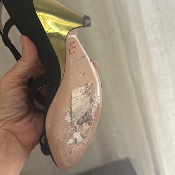 Miu Miu wedge gold heels sandals 38 - Picture 5 of 8
